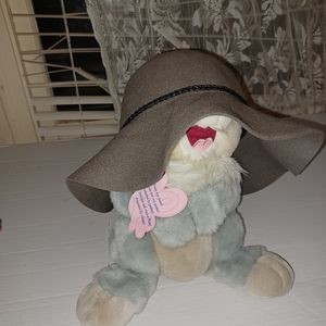 C.C Exclusives 100% Wool Gray Floppy Hat Leather Band Metal tips